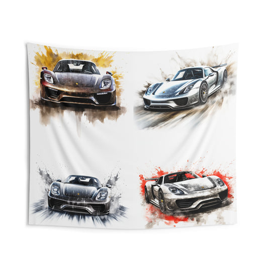 Indoor Wall Tapestries 918 Spyder white background driving fast with water splashing 5