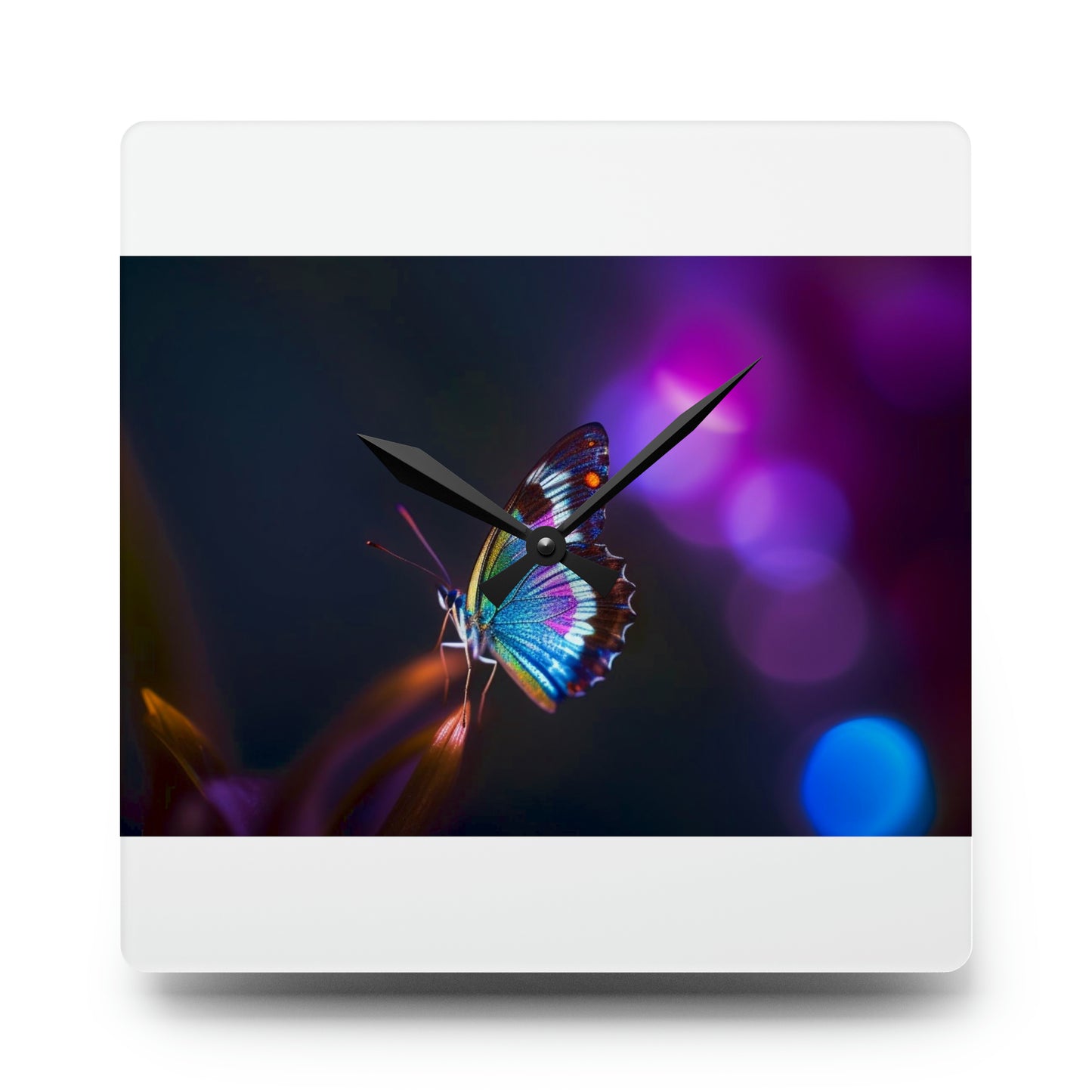 Acrylic Wall Clock Photo Realistic Butterfly 1