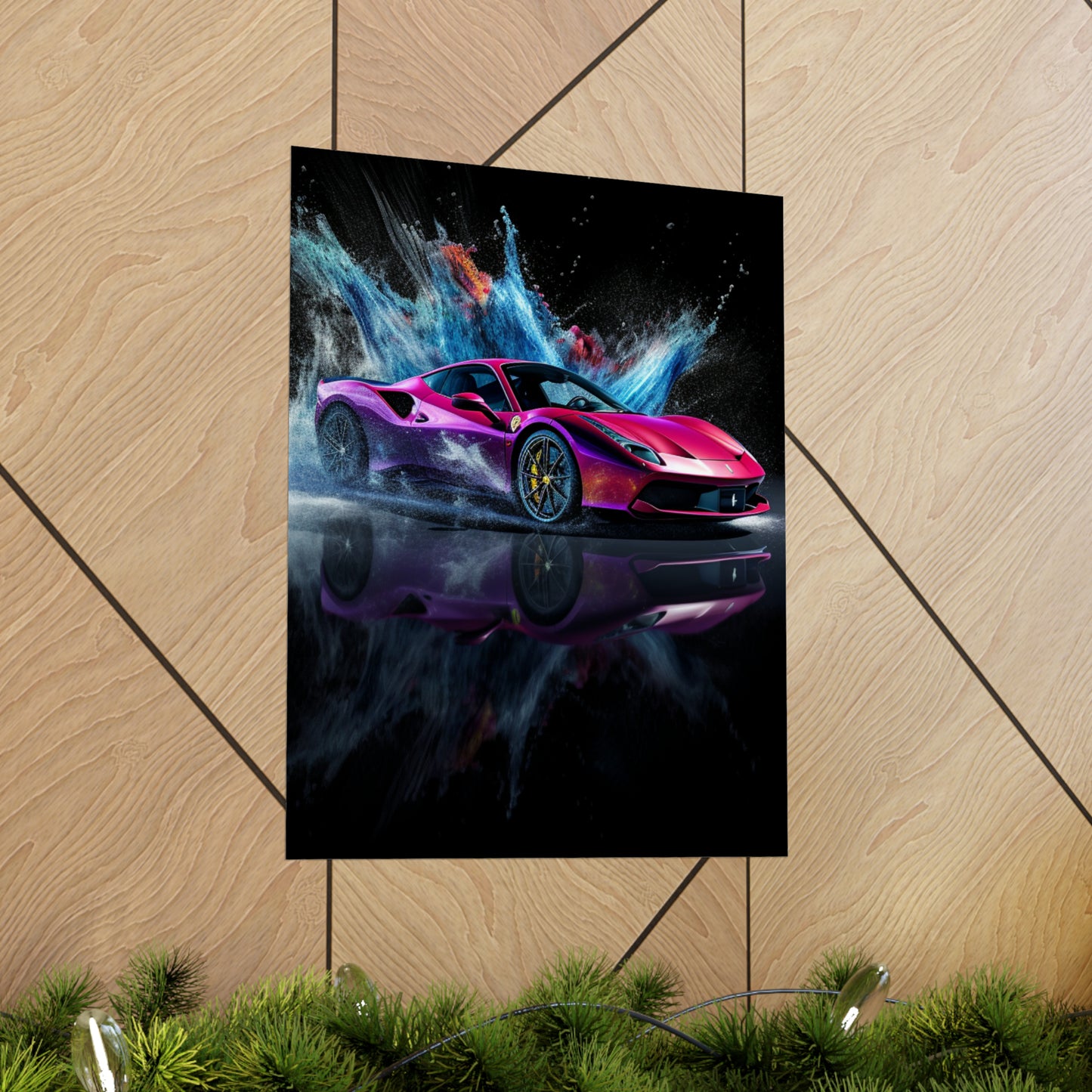 Premium Matte Vertical Posters Ferrari Water Splash 4