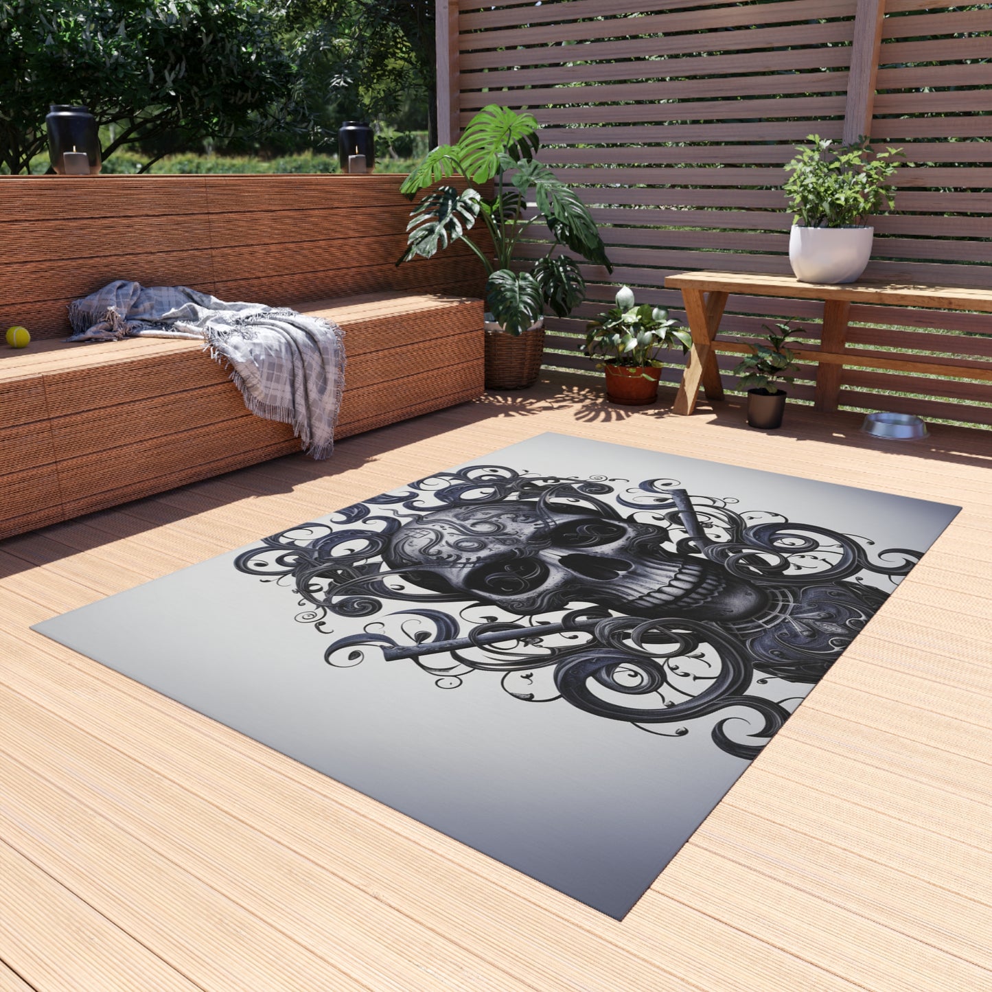 Outdoor Rug  Skull Treble Clef 1