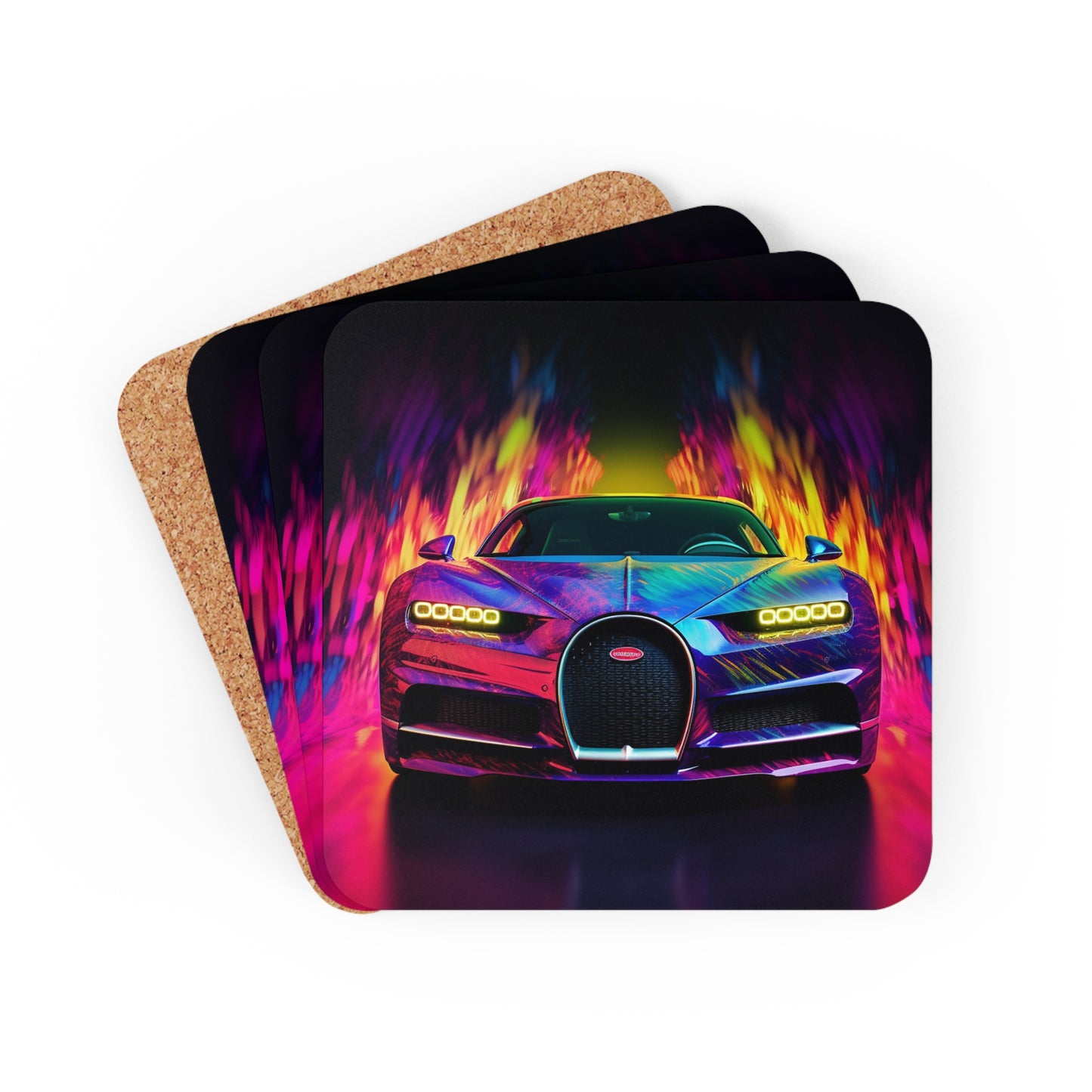 Corkwood Coaster Set Florescent Bugatti Flair 3