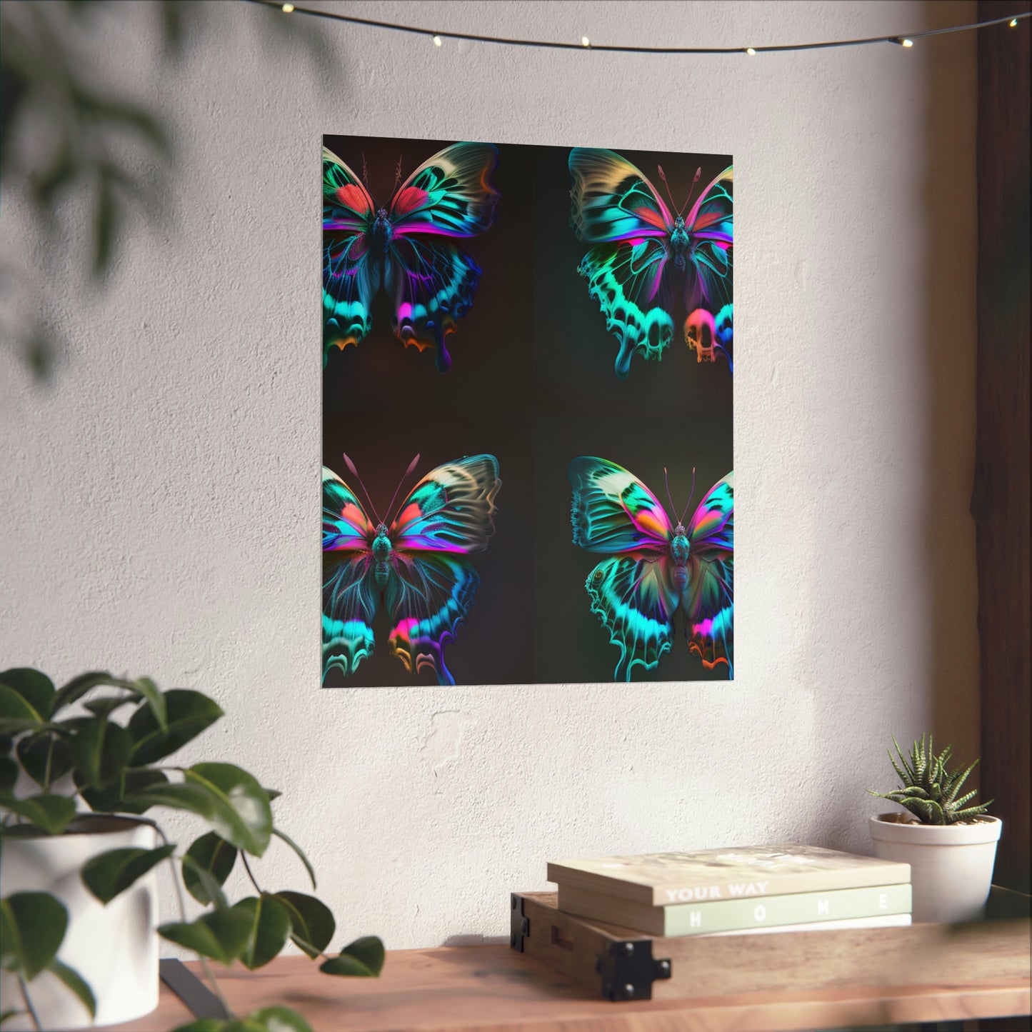 Premium Matte Vertical Posters Neon Butterfly Fusion 5