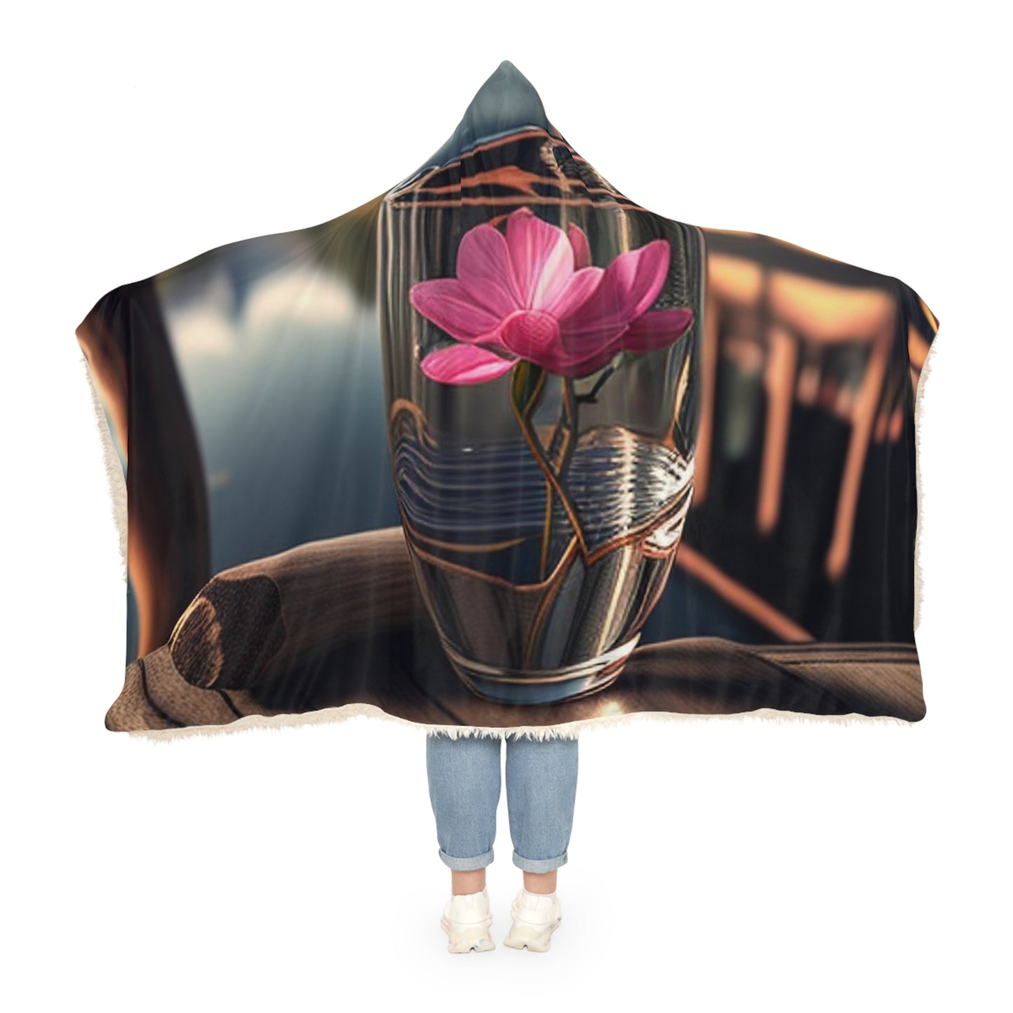 Snuggle Hooded Blanket Magnolia in a Glass vase 3