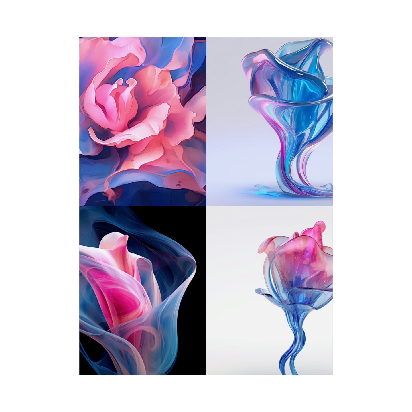 Premium Matte Vertical Posters Pink & Blue Tulip Rose 5