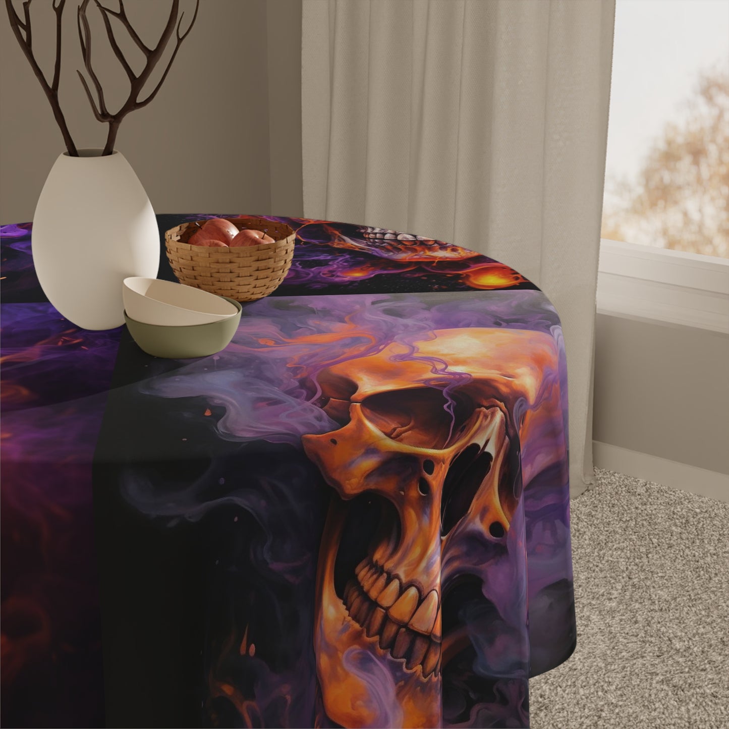 Tablecloth Skull Flames 5