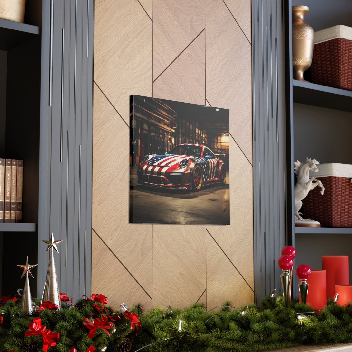 Canvas Gallery Wraps American Flag Porsche 4