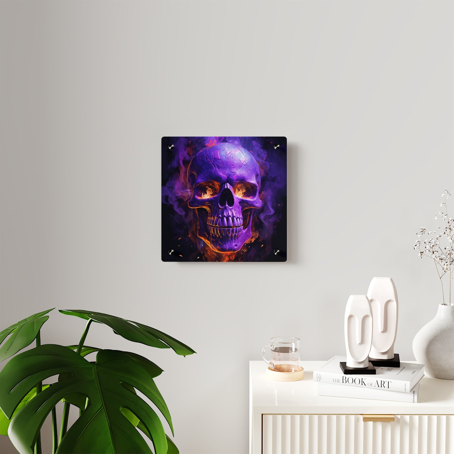 Acrylic Wall Art Panels Skull Flames 1