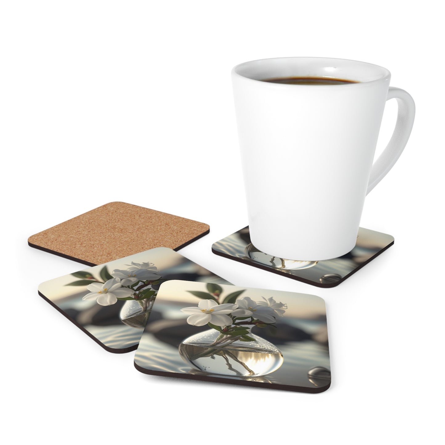 Corkwood Coaster Set Jasmine glass vase 1