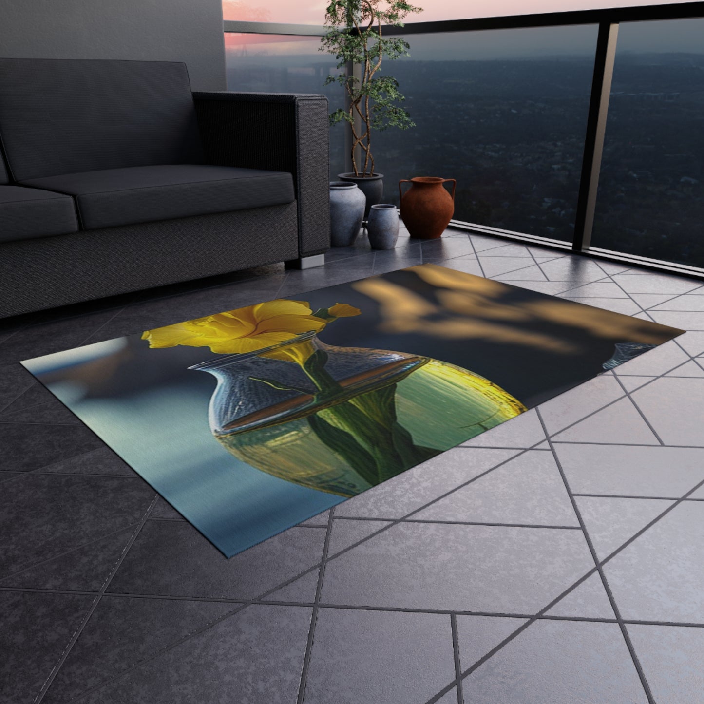 Outdoor Rug  Yellow Gladiolus glass 3