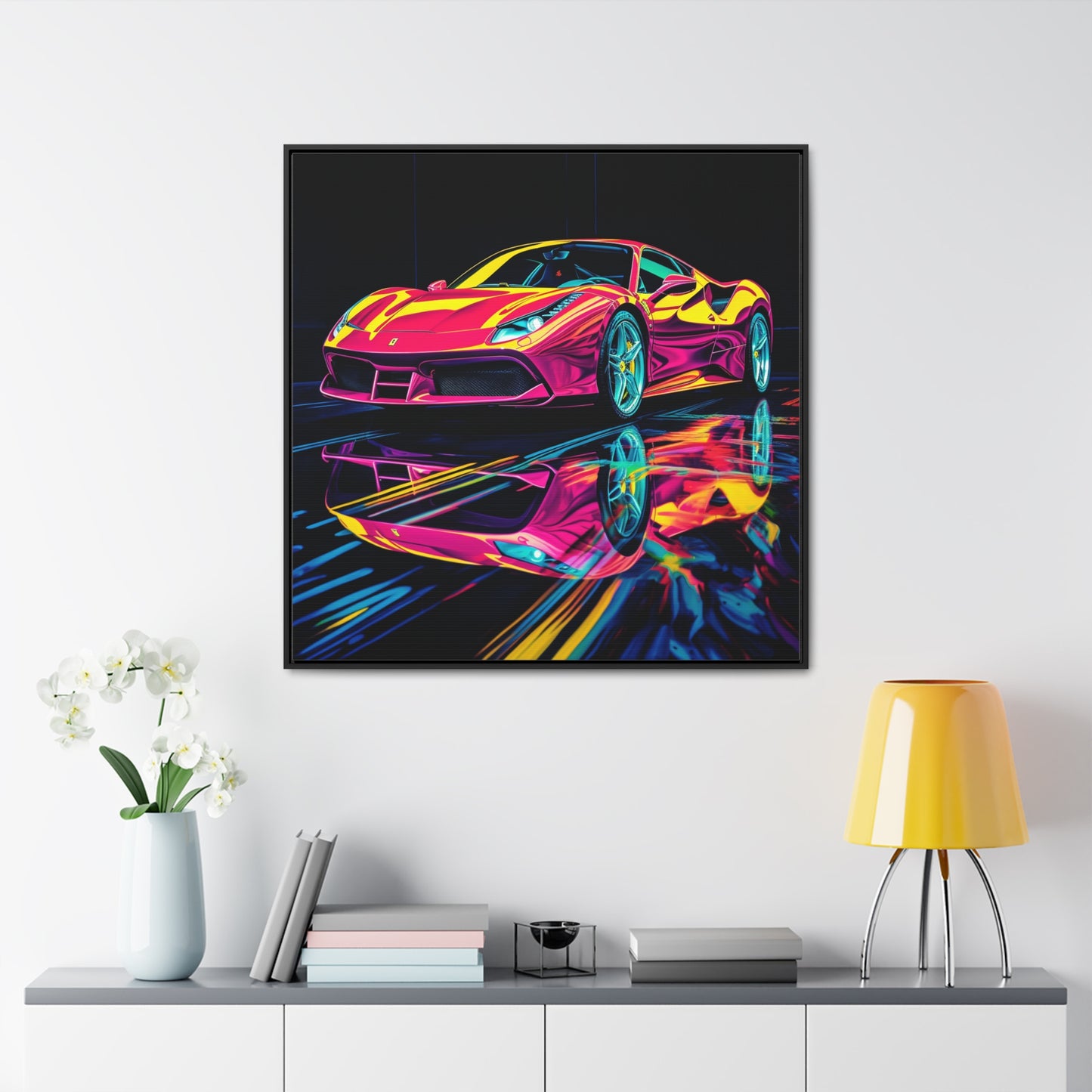 Gallery Canvas Wraps, Square Frame Pink Ferrari Macro 1