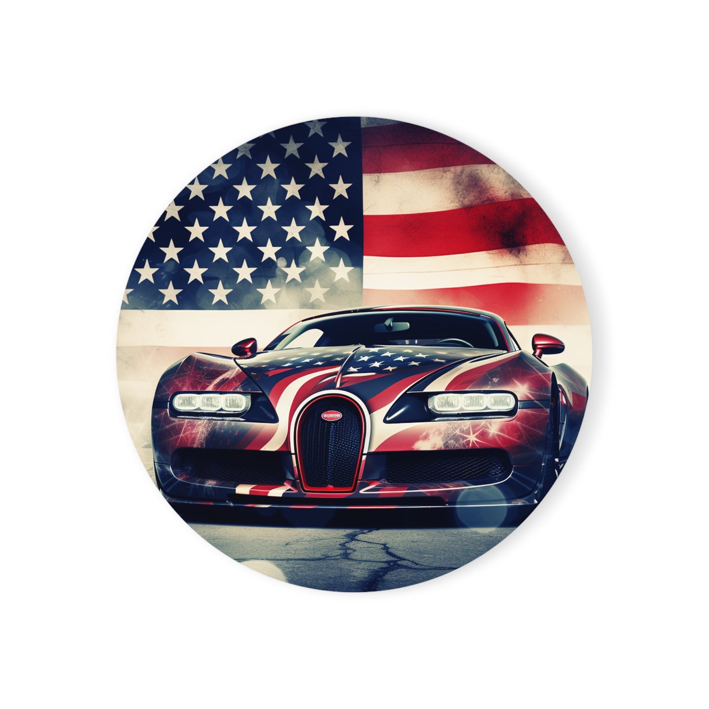 Cork Back Coaster Abstract American Flag Background Bugatti 1