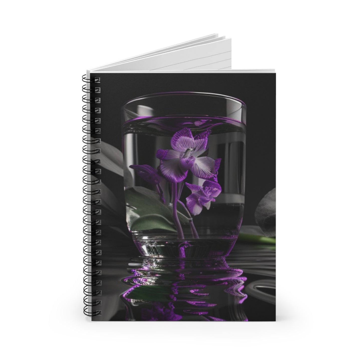 Spiral Notebook - Ruled Line Purple Orchid Glass vase 1