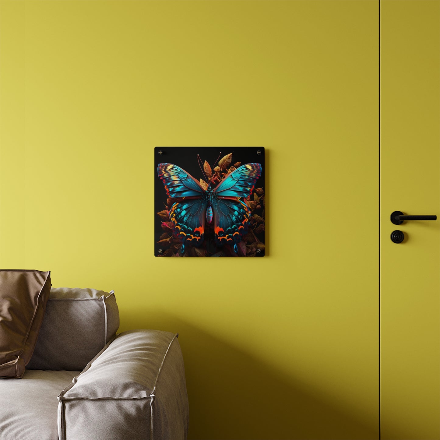 Acrylic Wall Art Panels Hue Neon Butterfly 1