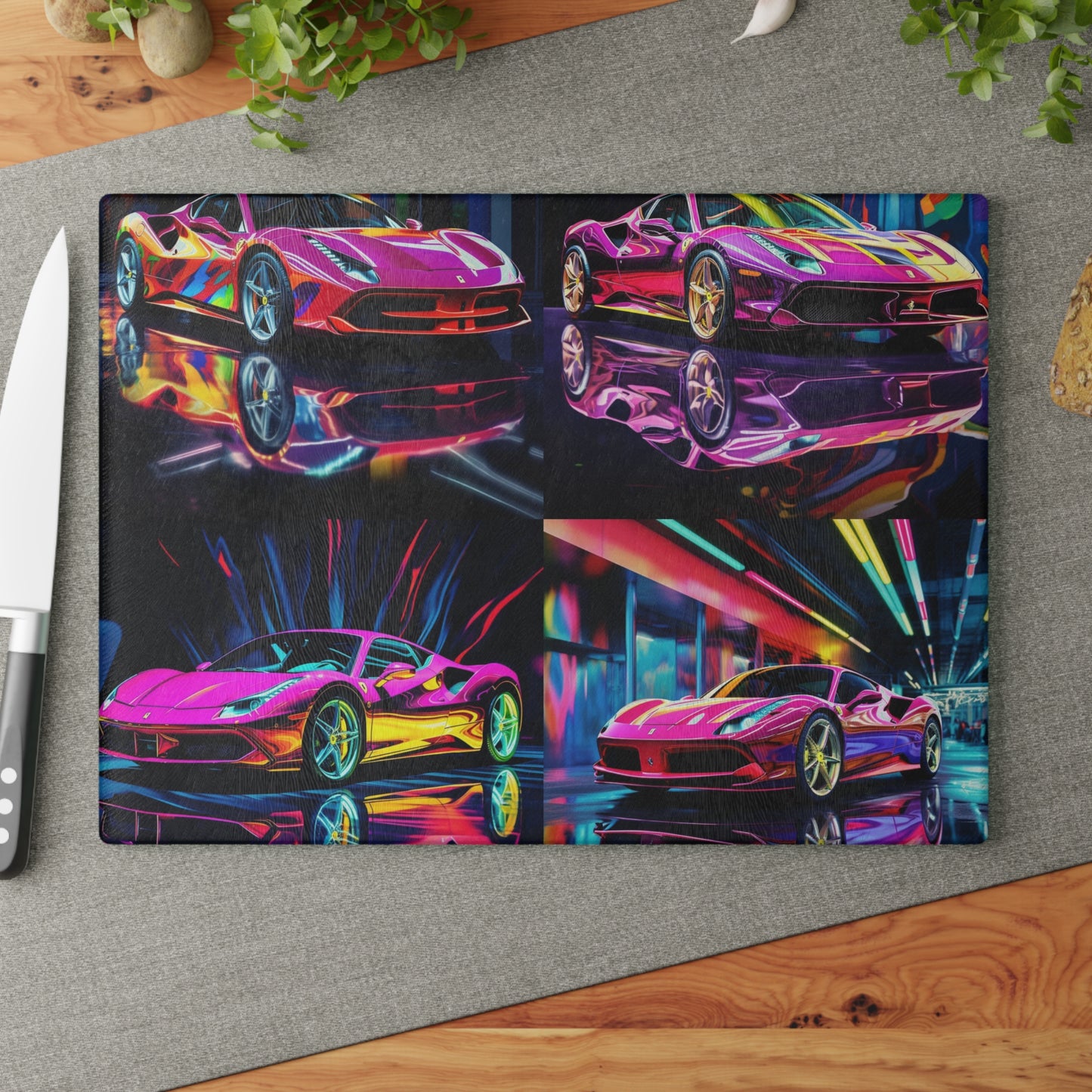 Glass Cutting Board Pink Macro Ferrari 5