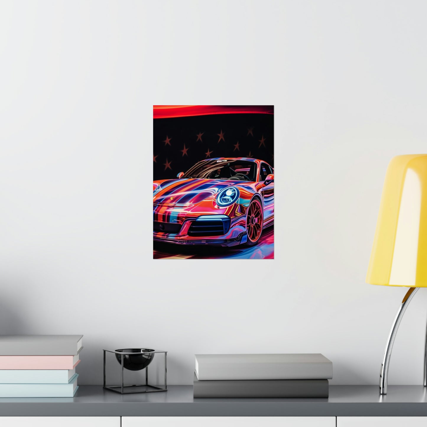 Premium Matte Vertical Posters American Flag Colored Porsche 2