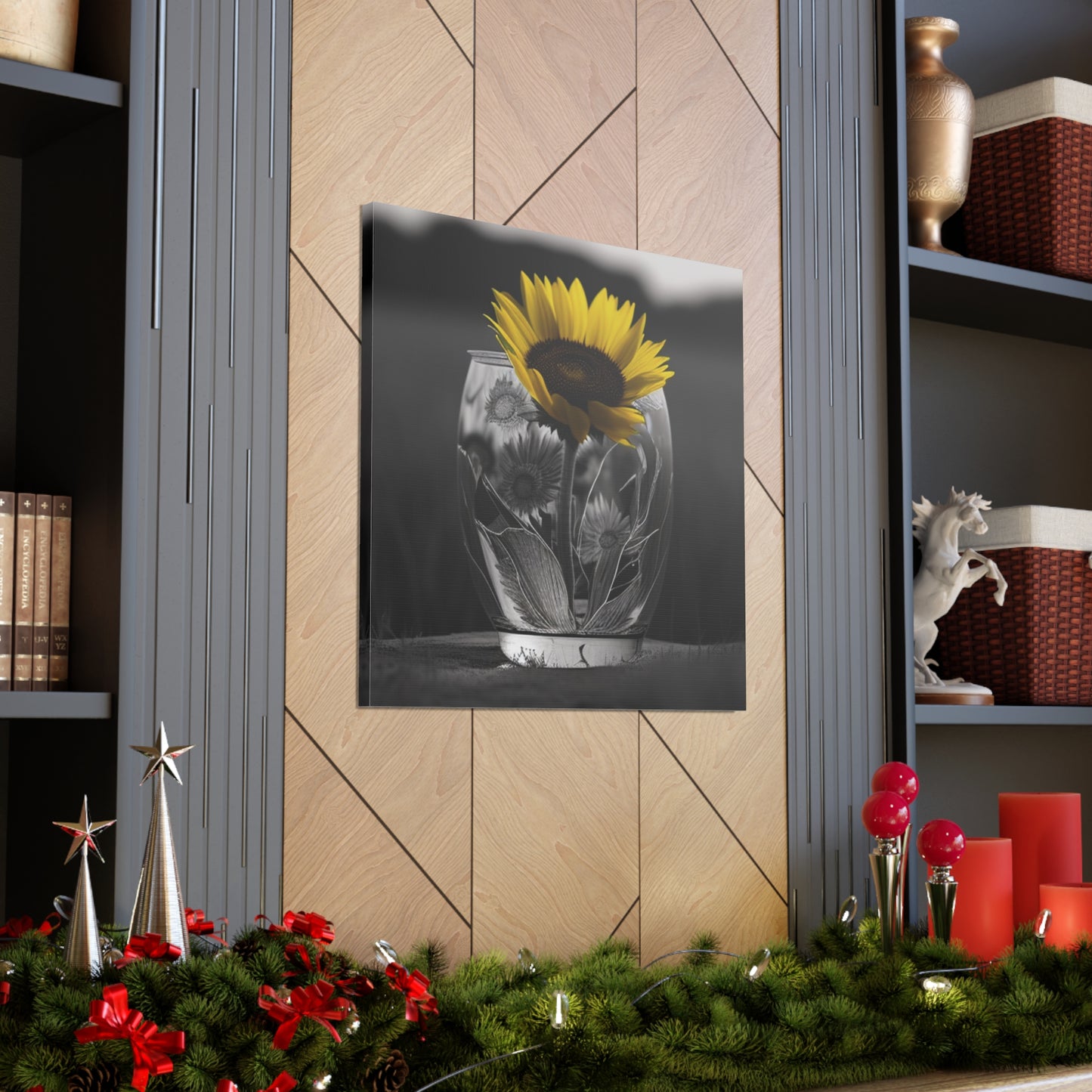 Canvas Gallery Wraps Yellw Sunflower in a vase 1