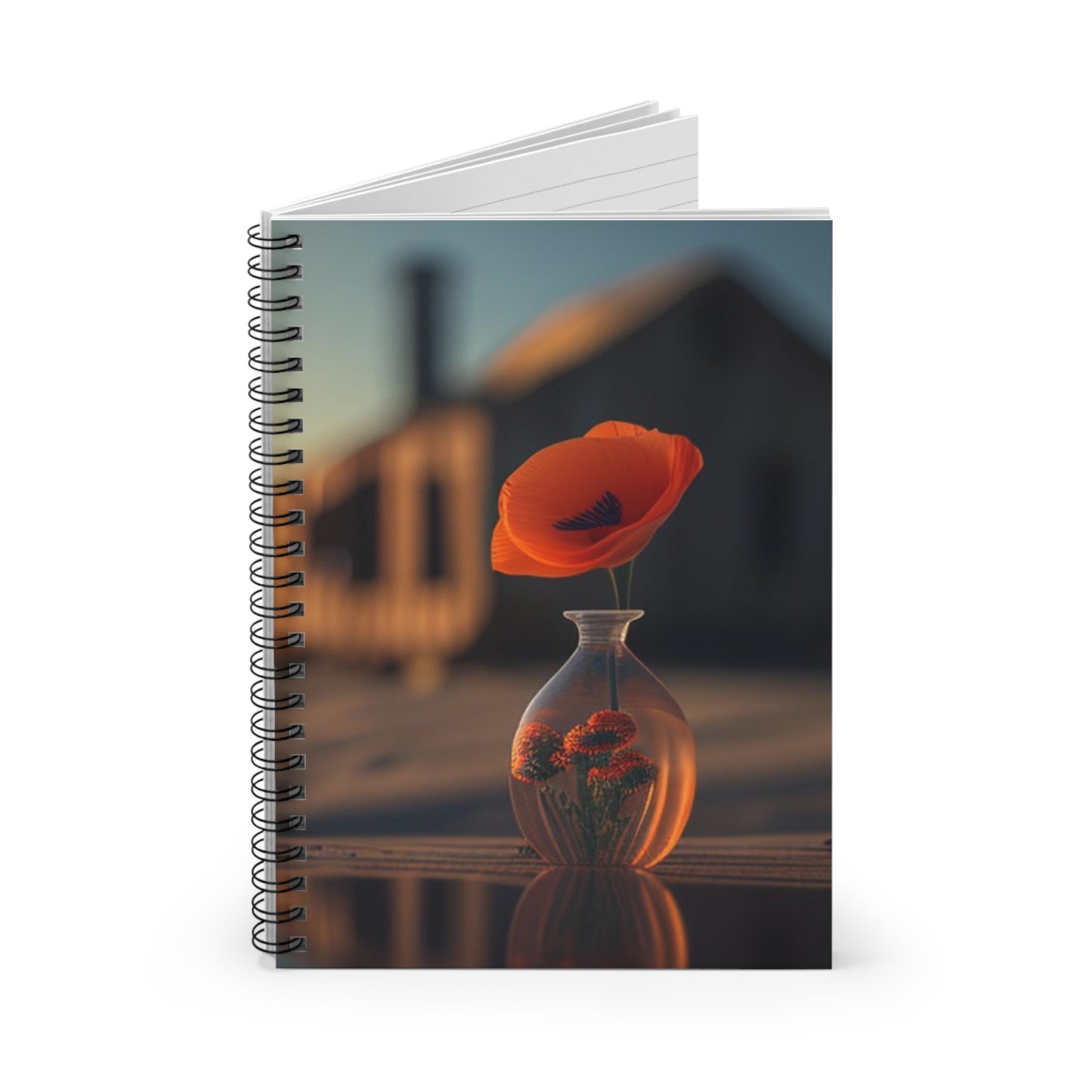 Spiral Notebook - Ruled Line Orange Poppy in a Vase 3