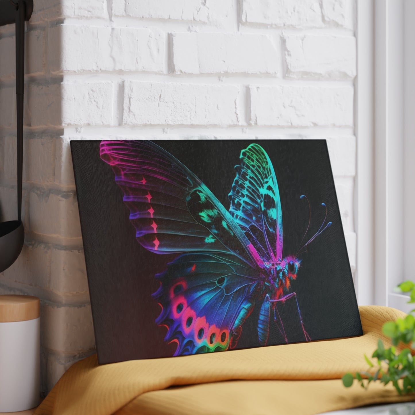 Glass Cutting Board Raw Hyper Color Butterfly 1