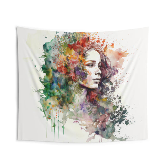 Indoor Wall Tapestries Mother Nature Bright Spring Colors Realistic Watercolor 3