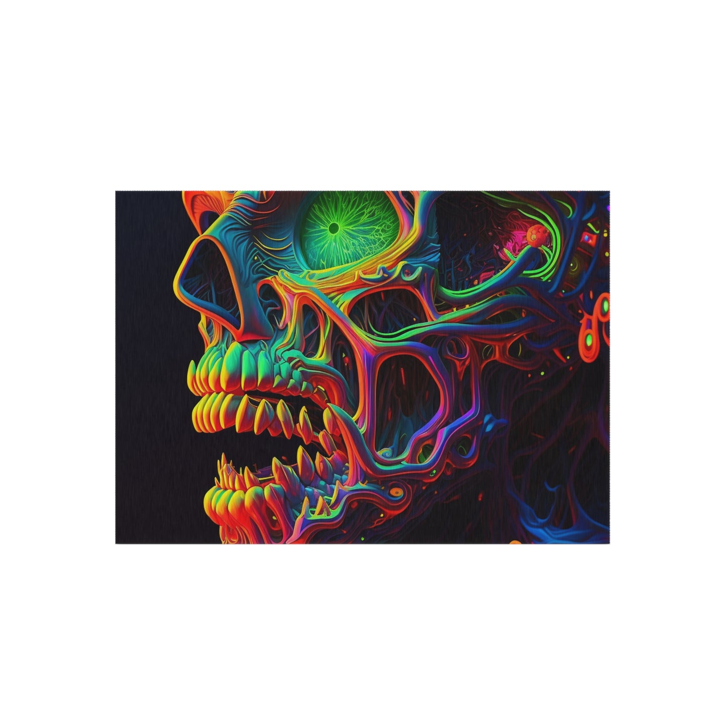 Outdoor Rug  Florescent Skull Death 1