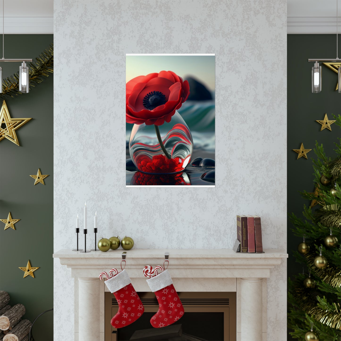 Premium Matte Vertical Posters Red Anemone in a Vase 1