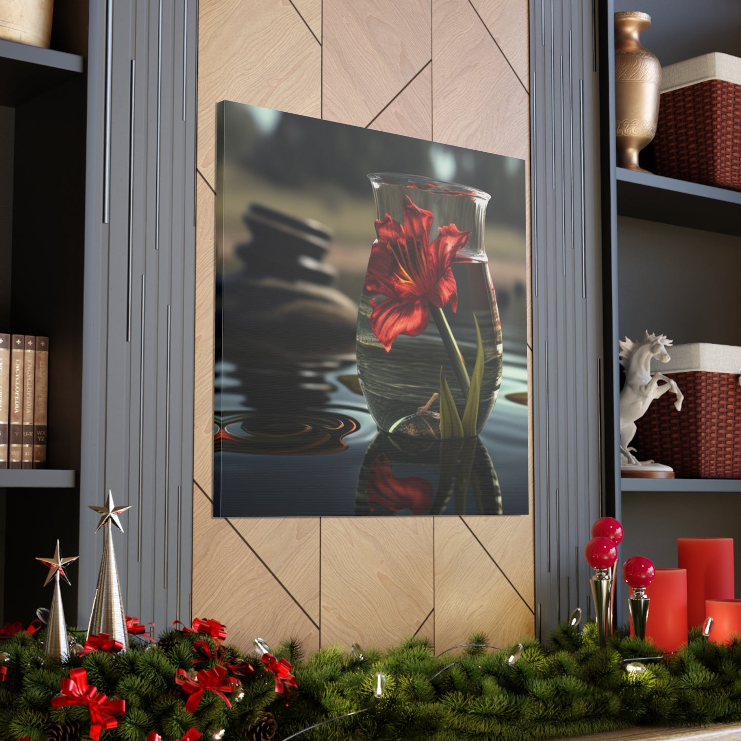 Canvas Gallery Wraps Red Lily in a Glass vase 4