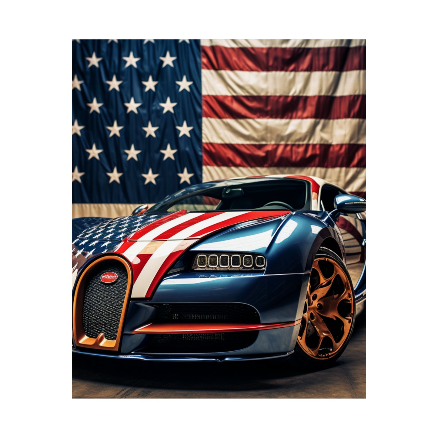 Premium Matte Vertical Posters Bugatti Flag American 4