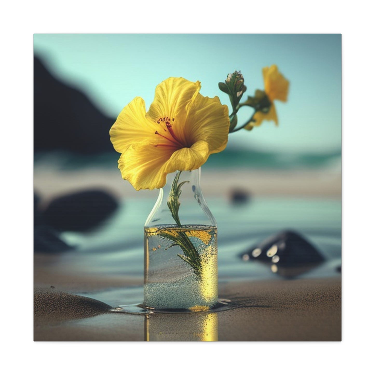 Canvas Gallery Wraps Yellow Hibiscus glass 3