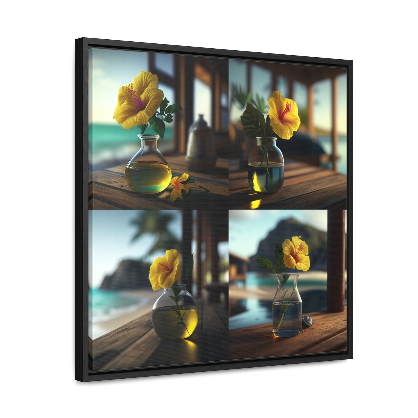 Gallery Canvas Wraps, Square Frame Yellow Hibiscus Wood 5
