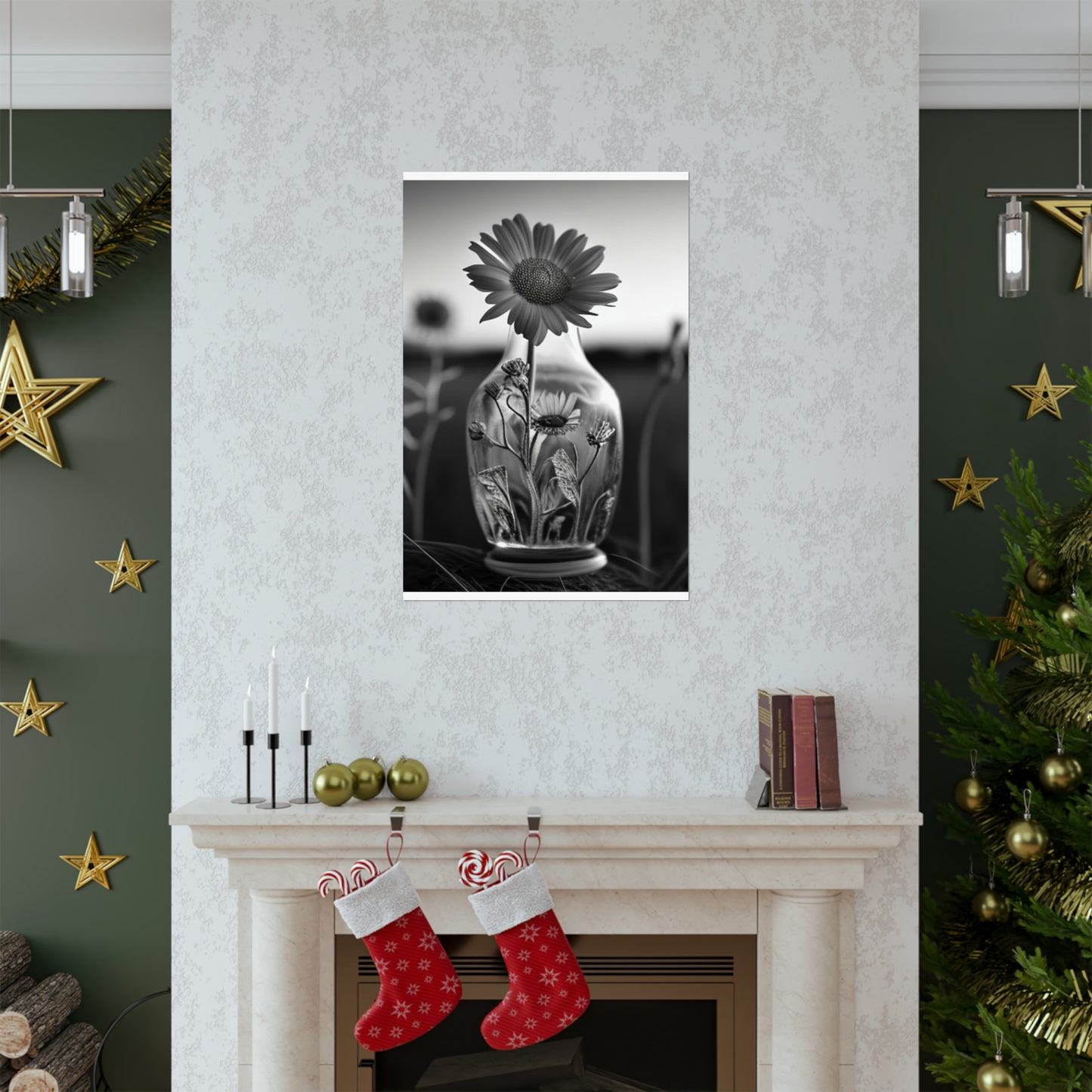 Premium Matte Vertical Posters Yellw Sunflower in a vase 2