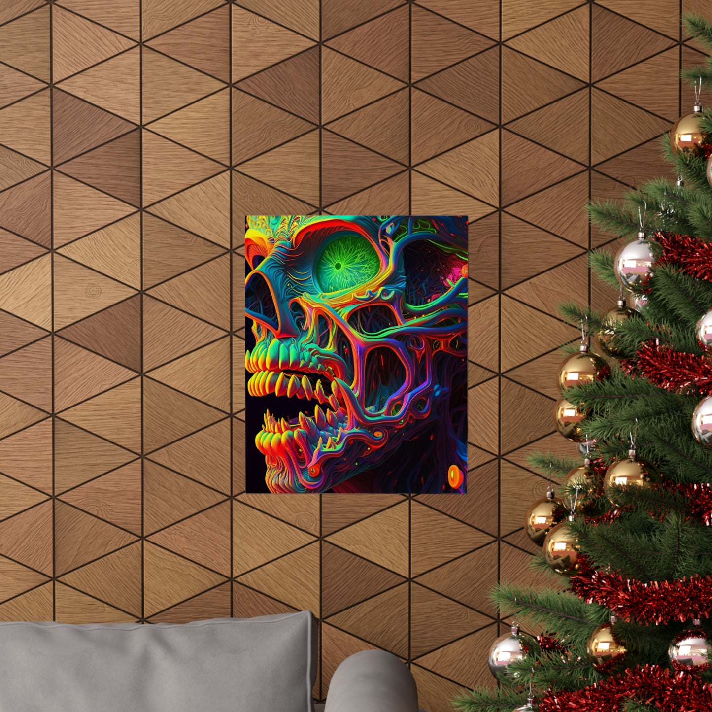 Premium Matte Vertical Posters Florescent Skull Death 1