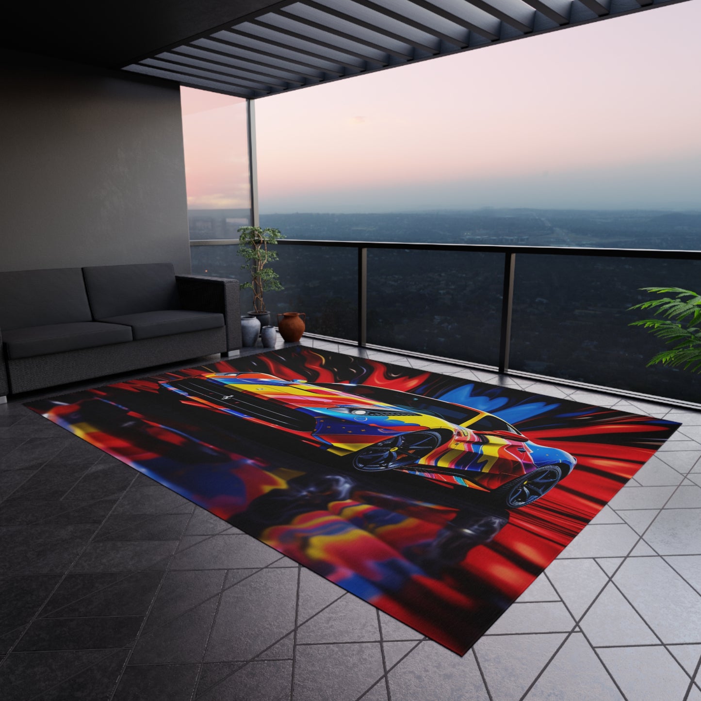 Outdoor Rug  Hyper Colorfull Ferrari 1