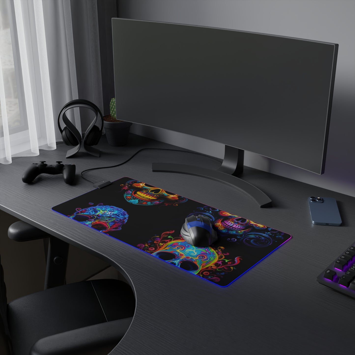 LED Gaming Mouse Pad Macro Skull Color 5