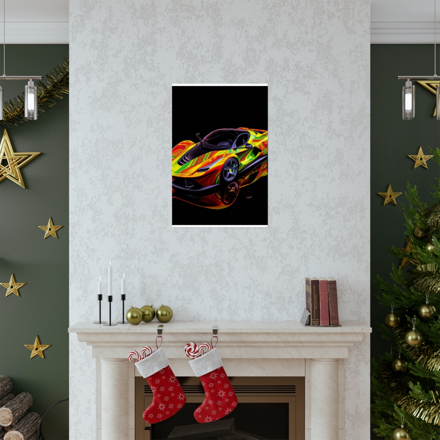 Premium Matte Vertical Posters Ferrari Neon 4