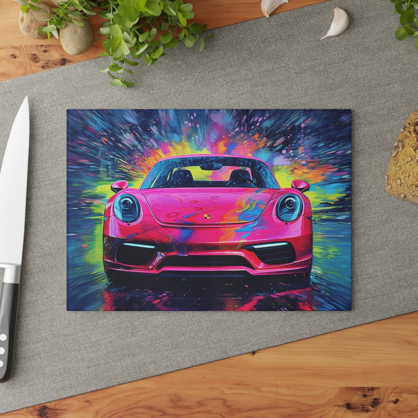 Glass Cutting Board Pink Porsche water fusion 3