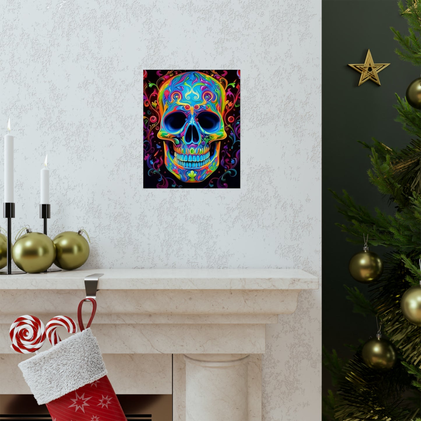 Premium Matte Vertical Posters Macro Skull Color 4