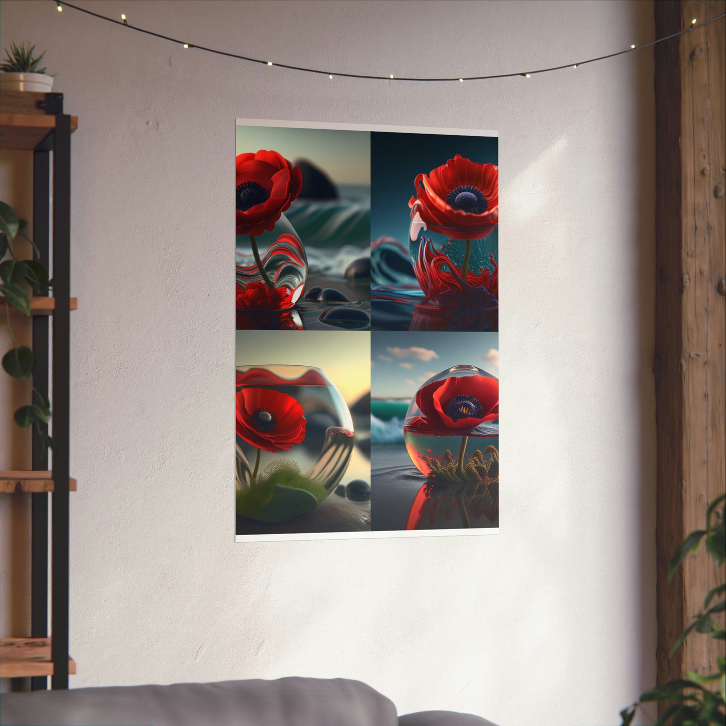 Premium Matte Vertical Posters Red Anemone in a Vase 5