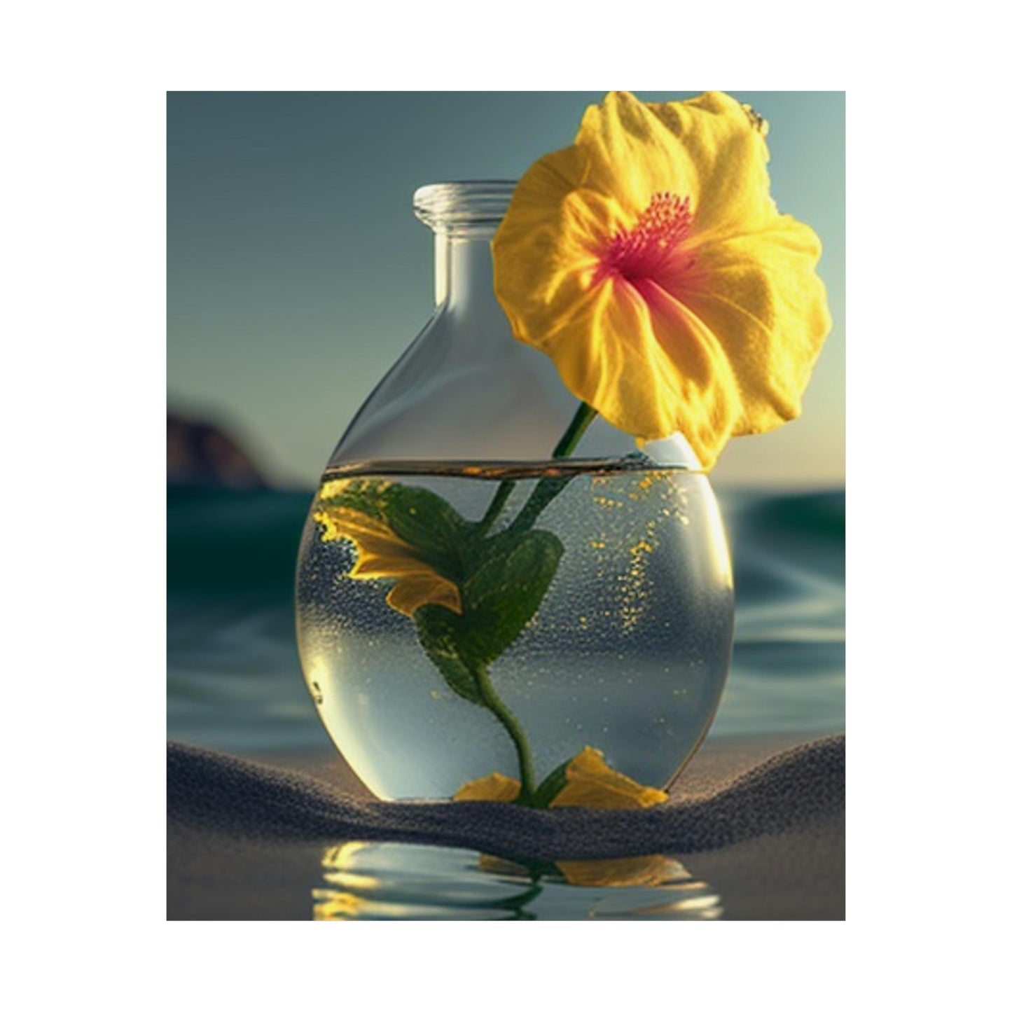 Premium Matte Vertical Posters Yellow Hibiscus glass 2