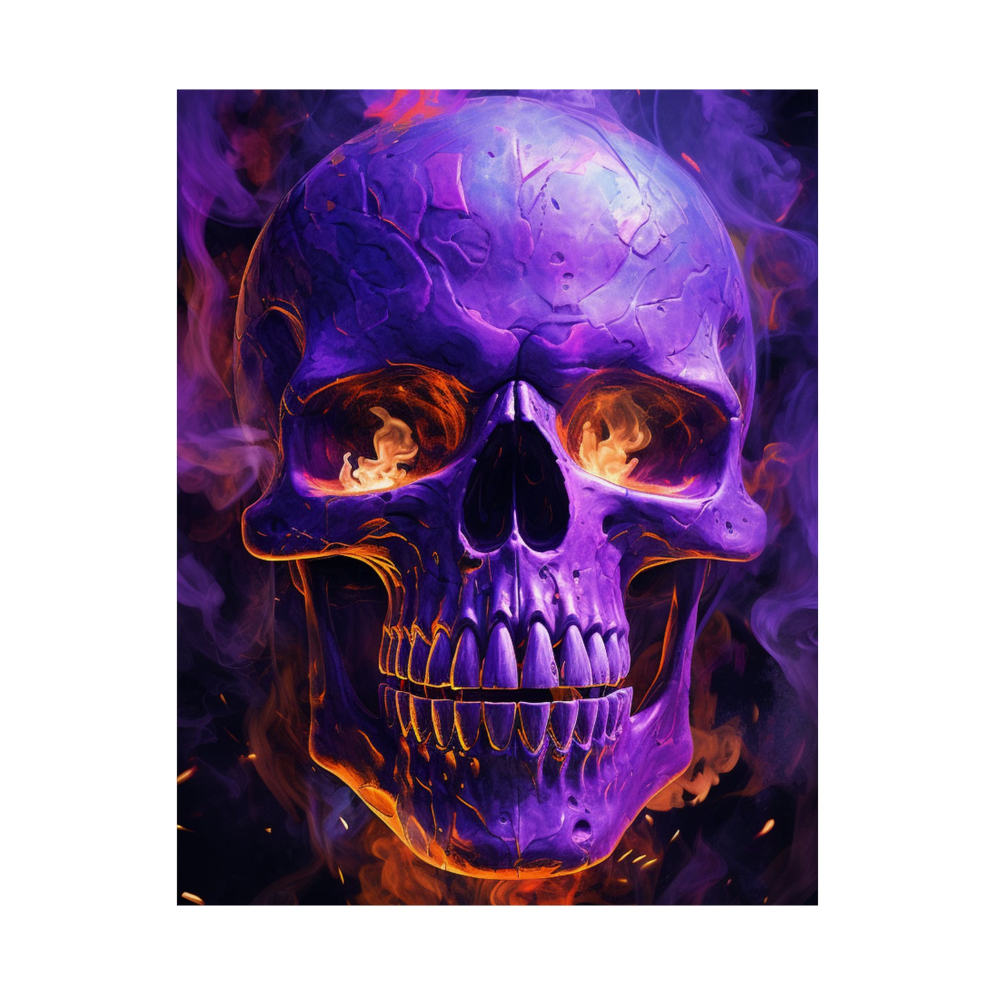 Premium Matte Vertical Posters Skull Flames 1