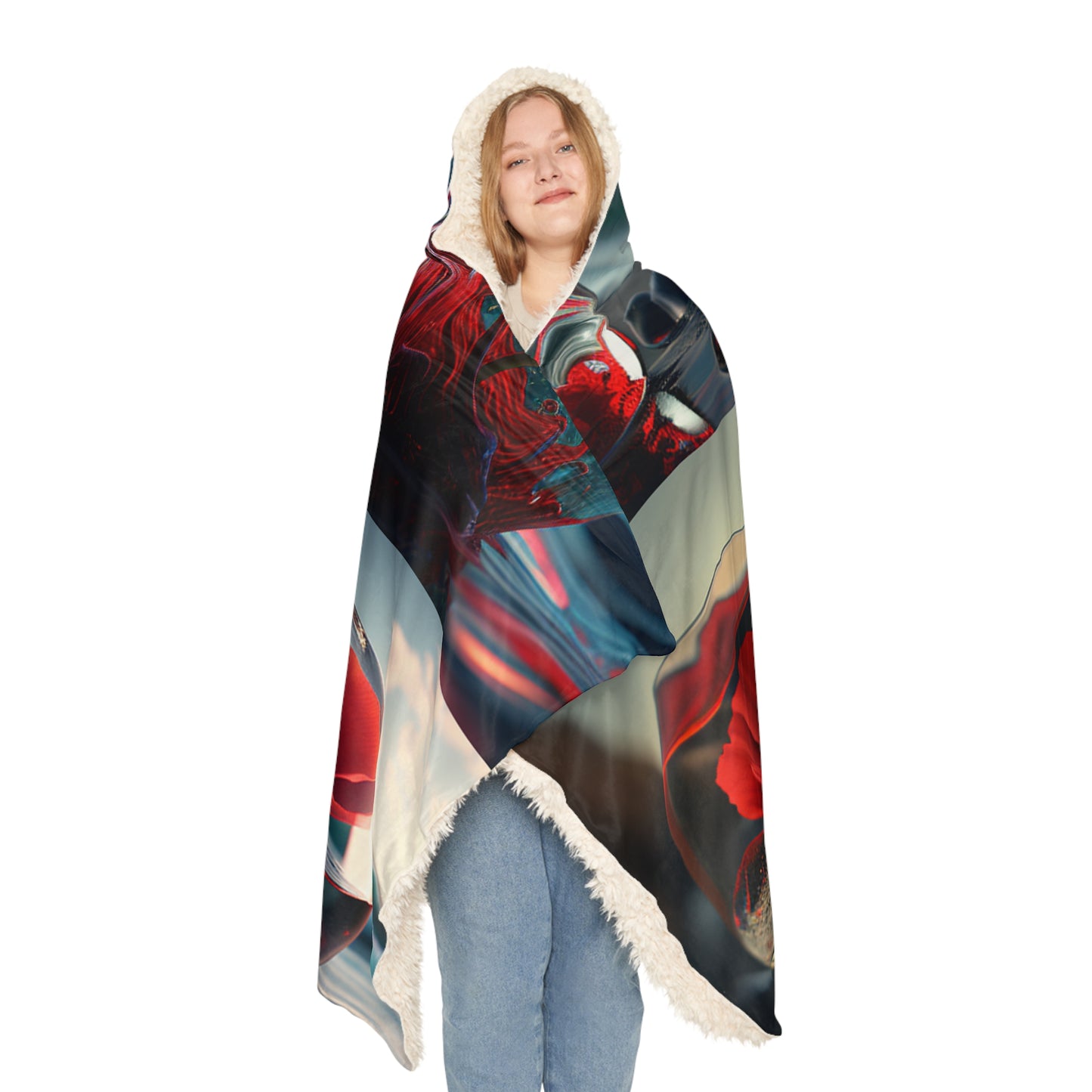 Snuggle Hooded Blanket Red Anemone in a Vase 5