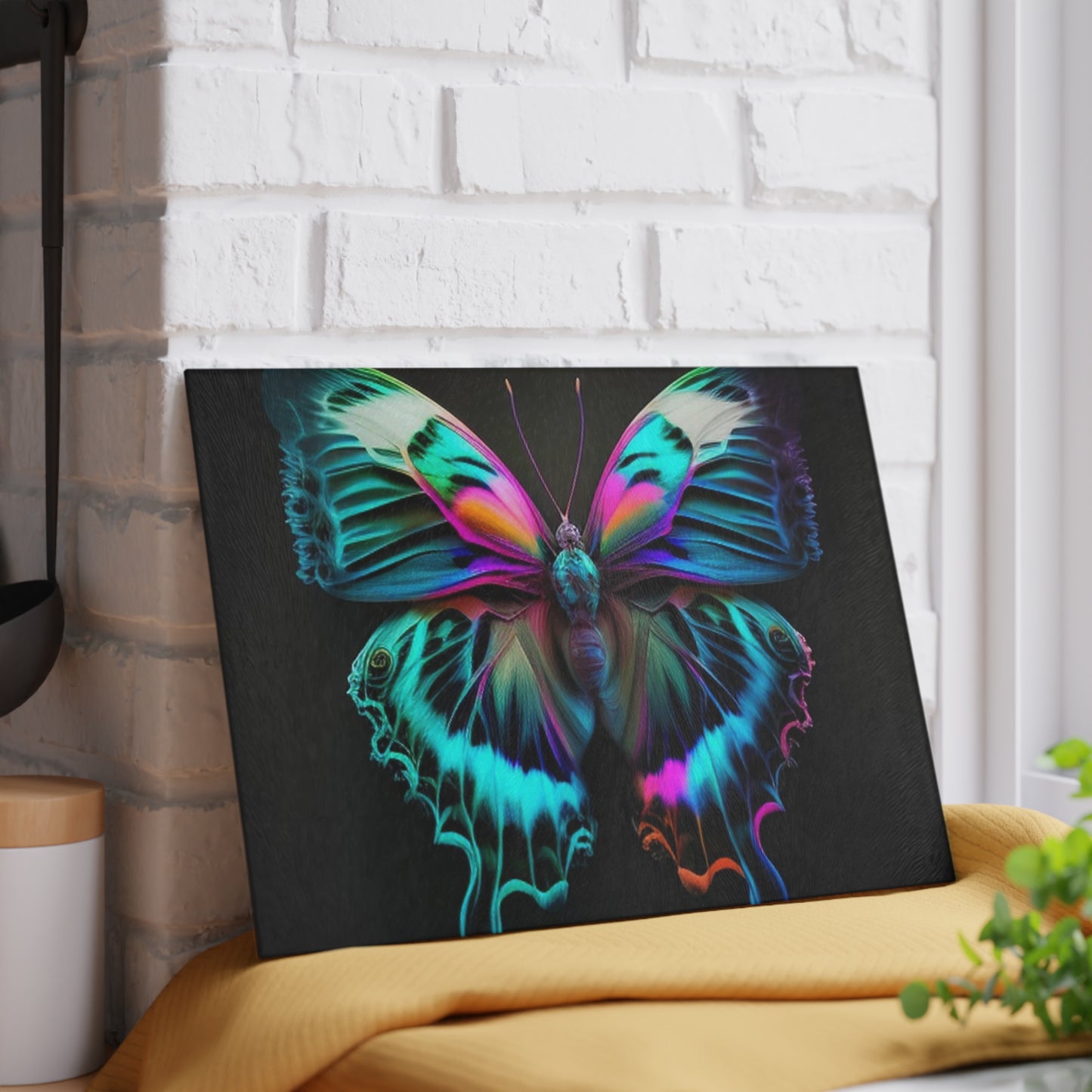 Glass Cutting Board Neon Butterfly Fusion 4