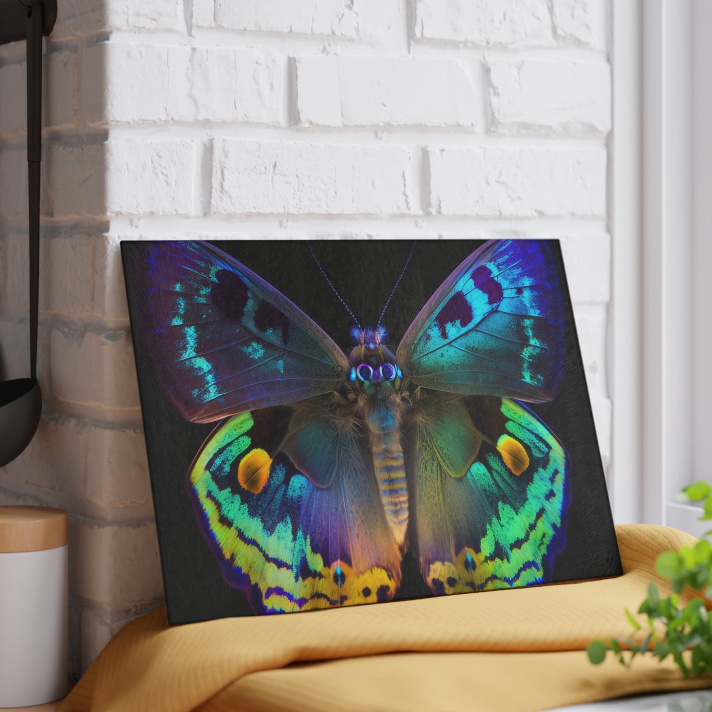 Glass Cutting Board Neon Hue Butterfly 4