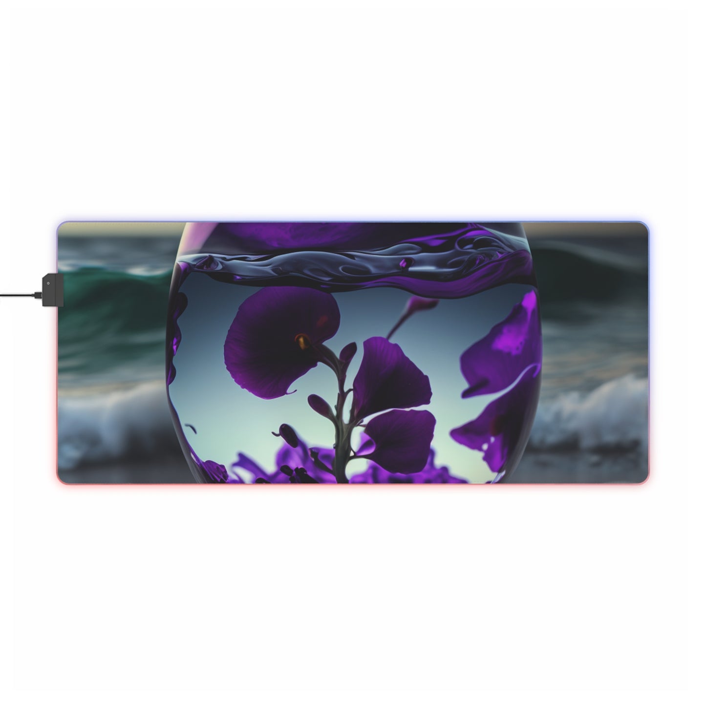 LED Gaming Mouse Pad Purple Sweet pea in a vase 4