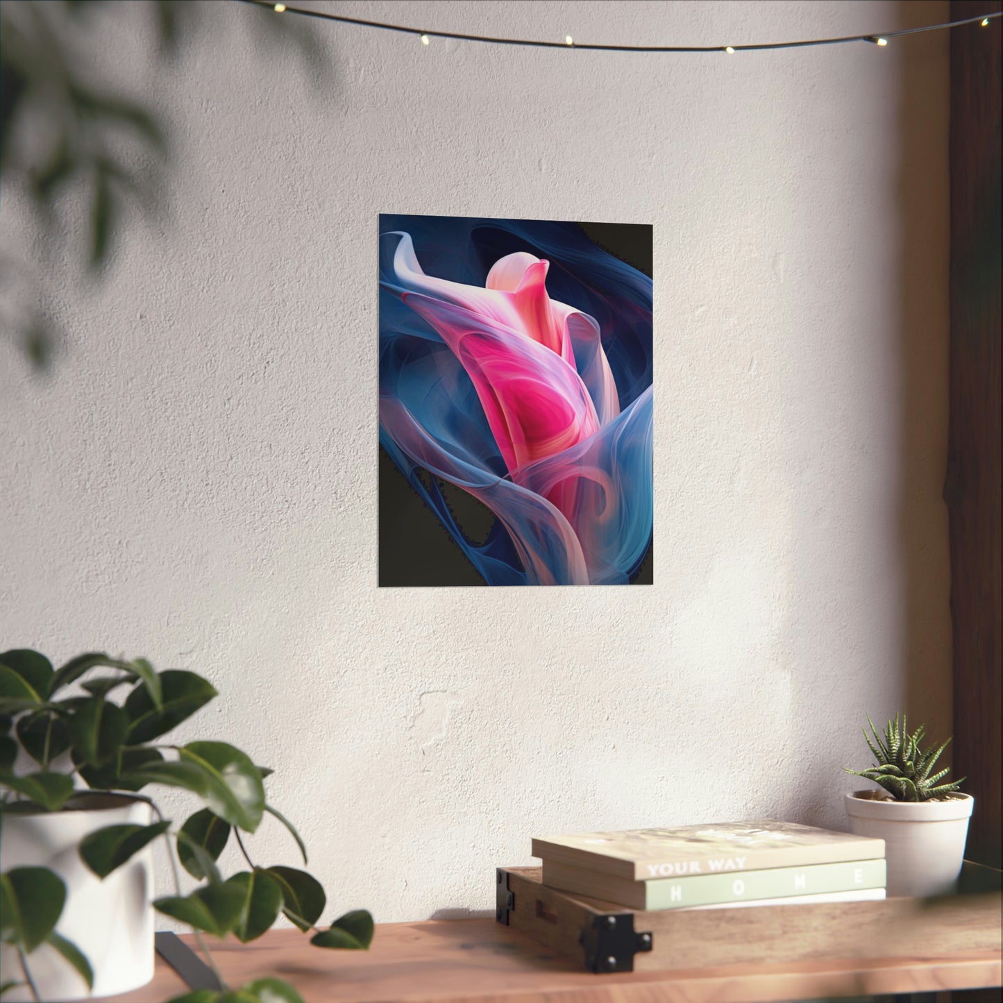 Premium Matte Vertical Posters Pink & Blue Tulip Rose 3