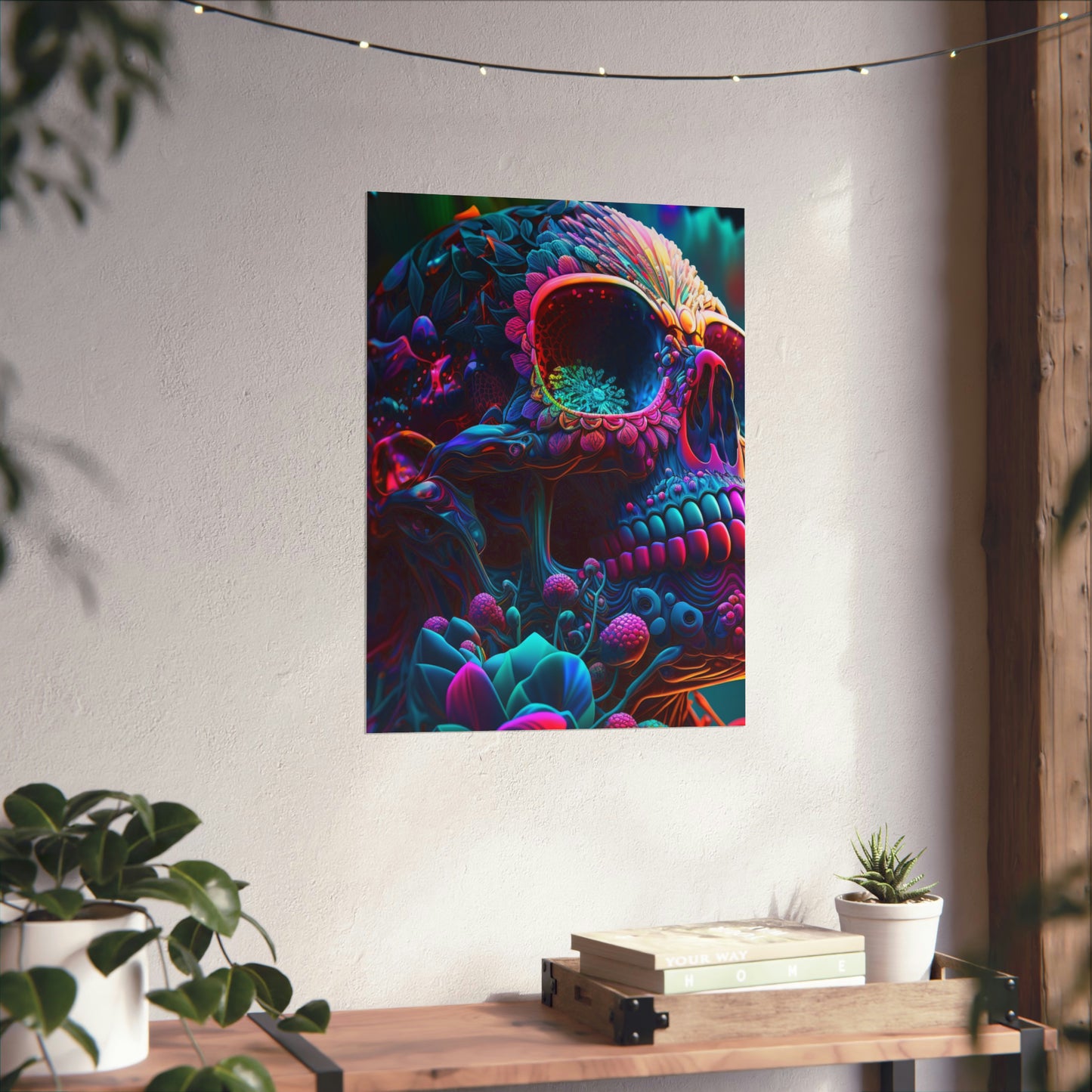 Premium Matte Vertical Posters Florescent Skull Death 3