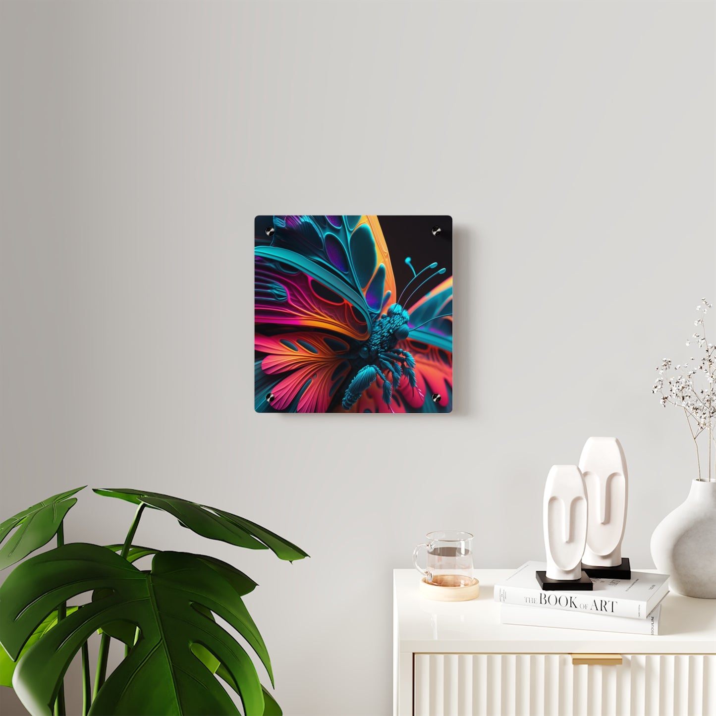 Acrylic Wall Art Panels Neon Butterfly Macro 4