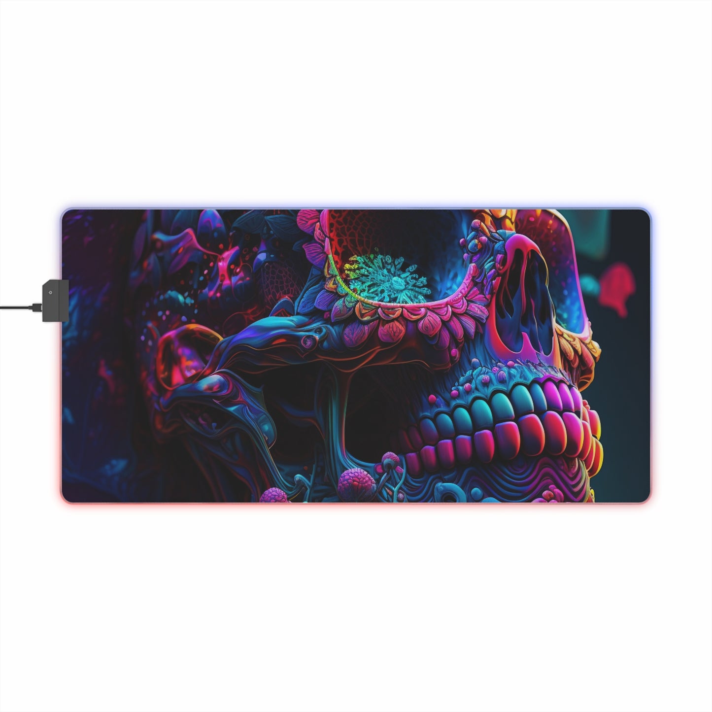 LED Gaming Mouse Pad Florescent Skull Death 3