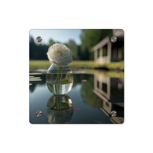 Acrylic Wall Art Panels White Peony glass vase 1