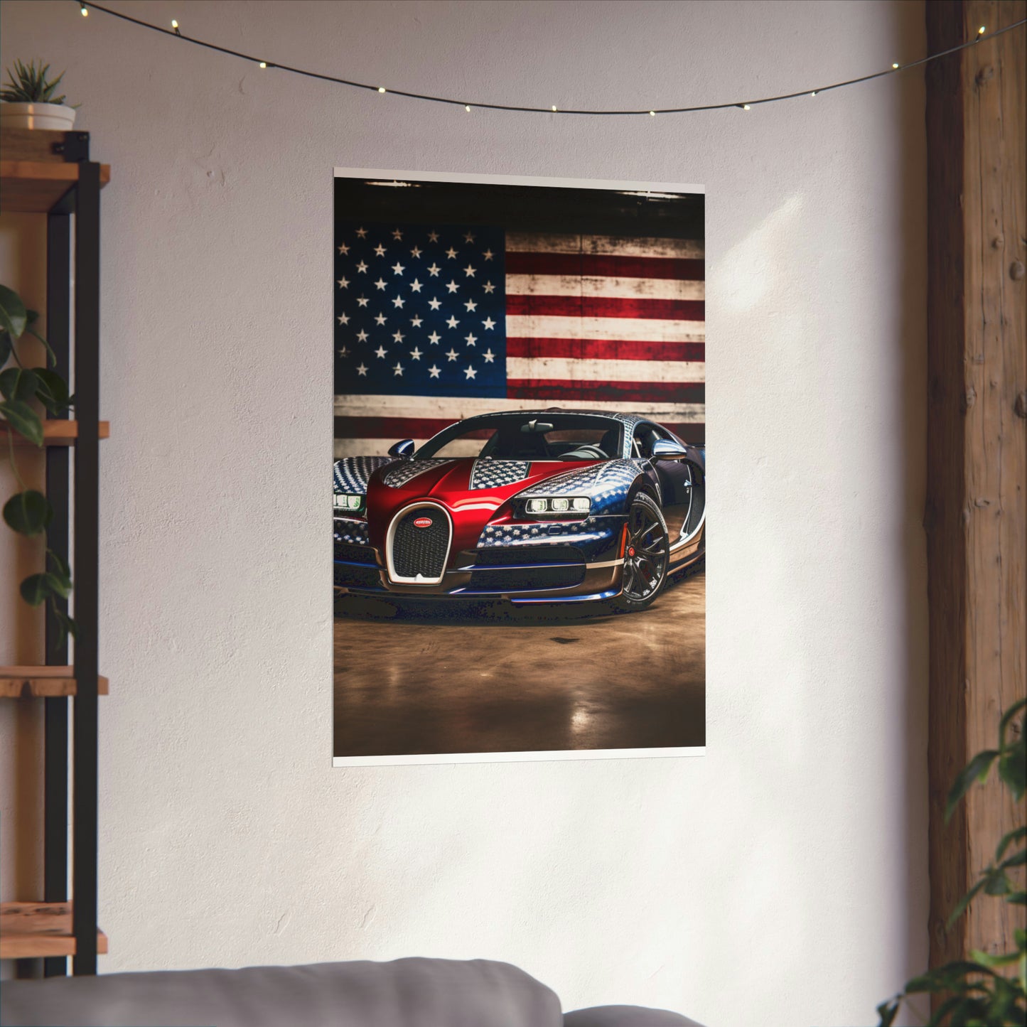 Premium Matte Vertical Posters Bugatti American Flag 1