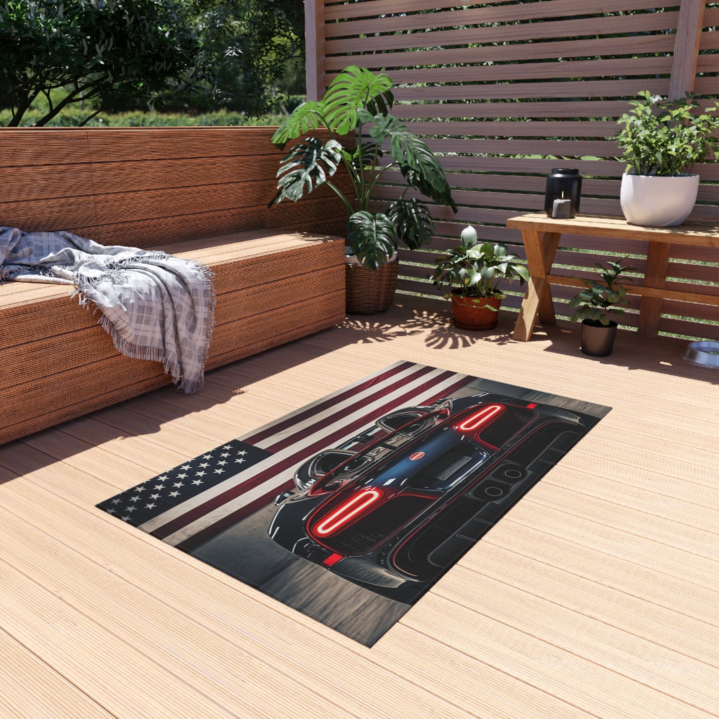 Outdoor Rug  American Flag Background Bugatti 4